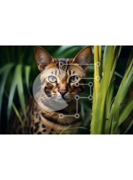 Σετ των 2 Intra Συλλεκτικό Ξύλινο Παζλ Plywood  4mm - Γάτα Βεγγάλης σε σκηνικό ζούγκλας Σε Ξύλινο Κουτί - Διαστάσεις: 10x10 cm – 25 κομμάτια