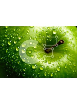 Σετ των 2 Intra Συλλεκτικό Ξύλινο Παζλ Plywood  4mm - Φρέσκο ​​και ζουμερό πράσινο μήλο με σταγονίδια νερού Σε Ξύλινο Κουτί - Διαστάσεις: 10x10 cm – 25 κομμάτια