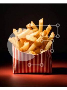 Σετ των 2 Intra Συλλεκτικό Ξύλινο Παζλ Plywood  4mm - Νόστιμες τηγανιτές πατάτες σε κλασική κόκκινη και λευκή ριγέ χάρτινη σακούλα Σε Ξύλινο Κουτί - Διαστάσεις: 10x10 cm – 25 κομμάτια