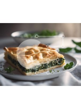 Σετ των 2 Intra Συλλεκτικό Ξύλινο Παζλ Plywood  4mm - Σπανακόπιτα σε λευκό πιάτο Σε Ξύλινο Κουτί - Διαστάσεις: 10x10 cm – 25 κομμάτια