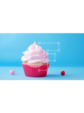 Σετ των 2 Intra Συλλεκτικό Ξύλινο Παζλ Plywood  4mm - Ροζ Cupcake με άσπρο πάγωμα σε μπλε φόντο Σε Ξύλινο Κουτί - Διαστάσεις: 10x10 cm – 25 κομμάτια