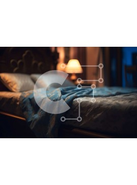 Intra Συλλεκτικό Ξύλινο Παζλ Plywood  4mm - Άνετο μπλε κρεβάτι και φωτιστικό στο κομοδίνο Σε Ξύλινο Κουτί - Διαστάσεις Puzzle: 10x10 cm – 25 κομμάτια