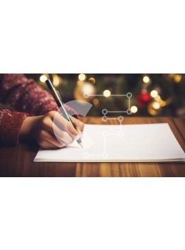 Intra Συλλεκτικό Ξύλινο Παζλ Plywood  4mm - Άτομο που γράφει μπροστά από τα χριστουγεννιάτικα φώτα και τις διακοσμήσεις Σε Ξύλινο Κουτί - Διαστάσεις Puzzle: 10x10 cm – 25 κομμάτια