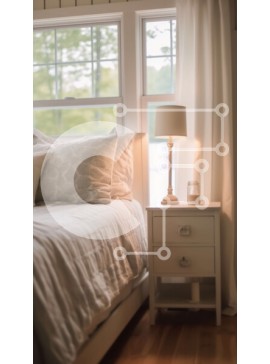 Intra Συλλεκτικό Ξύλινο Παζλ Plywood  4mm - Μινιμαλιστικό λευκό υπνοδωμάτιο με κρεβάτι και κομοδίνο Σε Ξύλινο Κουτί - Διαστάσεις Puzzle: 10x10 cm – 25 κομμάτια