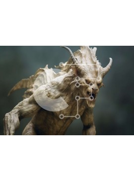 Intra Συλλεκτικό Ξύλινο Παζλ Plywood  4mm - Τρομακτικό λευκό δαίμονα με κέρατα και αιχμηρά δόντια στα πίσω πόδια Σε Ξύλινο Κουτί - Διαστάσεις Puzzle: 10x10 cm – 25 κομμάτια