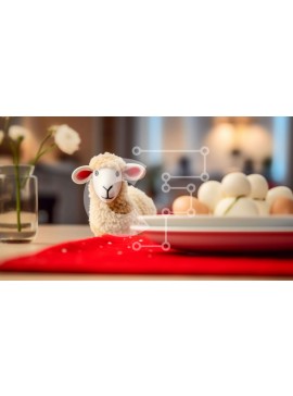 Intra Συλλεκτικό Ξύλινο Παζλ Plywood  4mm - Πασχαλινό παιχνίδι προβάτων με αυγά και διακοσμητικά Σε Ξύλινο Κουτί - Διαστάσεις Puzzle: 10x10 cm – 25 κομμάτια