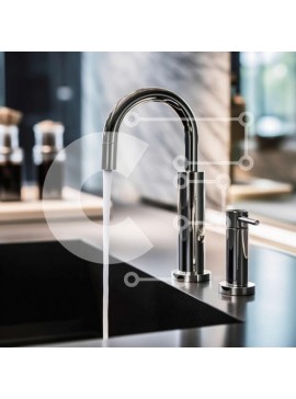 Intra Συλλεκτικό Ξύλινο Παζλ Plywood  4mm - Κομψός νεροχύτης κουζίνας με βρύση χρωμίου και μαύρο πάγκο Σε Ξύλινο Κουτί - Διαστάσεις Puzzle: 10x10 cm – 25 κομμάτια