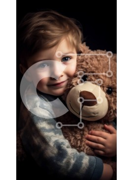 Intra Συλλεκτικό Ξύλινο Παζλ Plywood  4mm - Συγκινητική εικόνα ενός νεαρού αγοριού που αγκαλιάζει το αγαπημένο του αρκουδάκι Σε Ξύλινο Κουτί - Διαστάσεις Puzzle: 10x10 cm – 25 κομμάτια