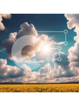 Intra Συλλεκτικό Ξύλινο Παζλ Plywood  4mm - Πεδίο με ηλιοτρόπια και σύννεφα στον ουρανό Σε Ξύλινο Κουτί - Διαστάσεις: 10x10 cm – 25 κομμάτια