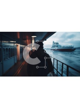 Intra Συλλεκτικό Ξύλινο Παζλ Plywood  4mm - Άτομο σε υπαίθριο πλοίο που κοιτάζει το πλοίο από απόσταση Σε Ξύλινο Κουτί - Διαστάσεις Puzzle: 10x10 cm – 25 κομμάτια