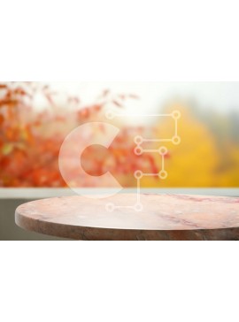 Intra Συλλεκτικό Ξύλινο Παζλ Plywood  4mm - Μαρμάρινο τραπέζι με ξύλινη βάση σε φθινοπωρινό σκηνικό Σε Ξύλινο Κουτί - Διαστάσεις Puzzle: 10x10 cm – 25 κομμάτια