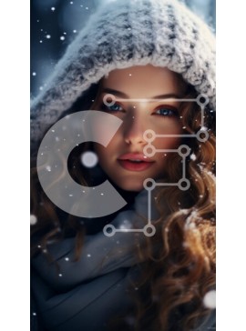 Intra Συλλεκτικό Ξύλινο Παζλ Plywood  4mm - Σοβαρή γυναίκα με μακριά σγουρά μαλλιά που φοράει χειμερινό παλτό Σε Ξύλινο Κουτί - Διαστάσεις Puzzle: 10x10 cm – 25 κομμάτια