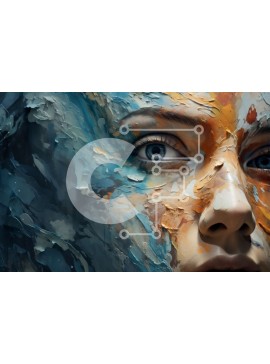 Intra Συλλεκτικό Ξύλινο Παζλ Plywood  4mm - Πολύχρωμη και δημιουργική γυναίκα με ζωγραφισμένο πρόσωπο Σε Ξύλινο Κουτί - Διαστάσεις Puzzle: 10x10 cm – 25 κομμάτια