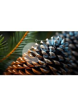 Intra Συλλεκτικό Ξύλινο Παζλ Plywood  4mm - Όμορφη κοντινή φωτογραφία ενός κουκουνάρι σε ζωηρά μπλε και πορτοκαλί χρώματα Σε Ξύλινο Κουτί - Διαστάσεις: 10x10 cm – 25 κομμάτια