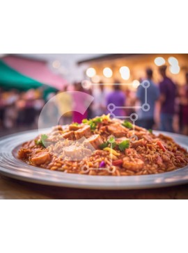 Σετ των 2 Intra Συλλεκτικό Ξύλινο Παζλ Plywood  4mm - Πιάτο με ρύζι και λουκάνικο σε μια υπαίθρια εκδήλωση Σε Ξύλινο Κουτί - Διαστάσεις: 10x10 cm – 25 κομμάτια