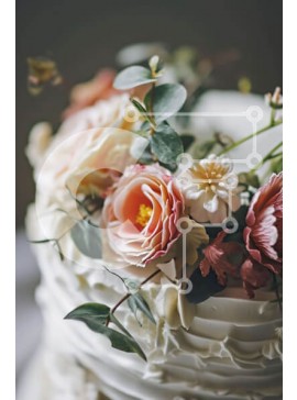 Σετ των 2 Intra Συλλεκτικό Ξύλινο Παζλ Plywood  4mm - Λευκή τούρτα διακοσμημένη με λουλούδια και πρασινάδα Σε Ξύλινο Κουτί - Διαστάσεις: 10x10 cm – 25 κομμάτια