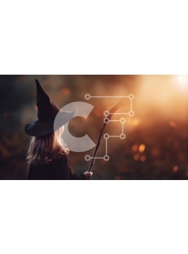 Intra Συλλεκτικό Ξύλινο Παζλ Plywood  4mm - Νεαρό κορίτσι με κοστούμι μάγισσας με φόντο ηλιοβασίλεμα Σε Ξύλινο Κουτί - Διαστάσεις Puzzle: 10x10 cm – 25 κομμάτια