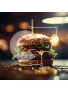 Σετ των 2 Intra Συλλεκτικό Ξύλινο Παζλ Plywood  4mm - Νόστιμο Cheeseburger με φρέσκα υλικά σε ξύλινο τραπέζι Σε Ξύλινο Κουτί - Διαστάσεις: 10x10 cm – 25 κομμάτια