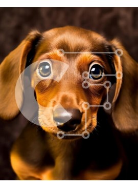 Σετ των 2 Intra Συλλεκτικό Ξύλινο Παζλ Plywood  4mm - Χαριτωμένο καφέ και μαύρο κουτάβι Dachshund που κοιτάζει επίμονα την κάμερα Σε Ξύλινο Κουτί - Διαστάσεις: 10x10 cm – 25 κομμάτια