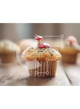 Σετ των 2 Intra Συλλεκτικό Ξύλινο Παζλ Plywood  4mm - Cupcakes με γαρνιτούρες μανιταριών Σε Ξύλινο Κουτί - Διαστάσεις: 10x10 cm – 25 κομμάτια