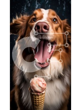 Σετ των 2 Intra Συλλεκτικό Ξύλινο Παζλ Plywood  4mm - Αξιολάτρευτο σκυλί που απολαμβάνει ένα χωνάκι παγωτού Σε Ξύλινο Κουτί - Διαστάσεις: 10x10 cm – 25 κομμάτια