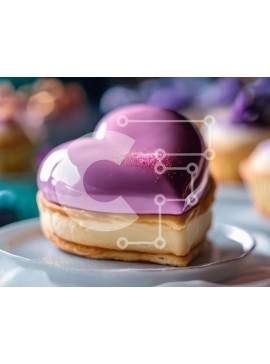 Σετ των 2 Intra Συλλεκτικό Ξύλινο Παζλ Plywood  4mm - Επιδόρπιο σε σχήμα καρδιάς με μωβ φοντάν και cupcakes Σε Ξύλινο Κουτί - Διαστάσεις: 10x10 cm – 25 κομμάτια