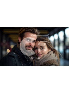 Intra Συλλεκτικό Ξύλινο Παζλ Plywood  4mm - Νεαρό ζευγάρι με ζεστά ρούχα ποζάρει μαζί σε εσωτερικούς χώρους Σε Ξύλινο Κουτί - Διαστάσεις Puzzle: 10x10 cm – 25 κομμάτια