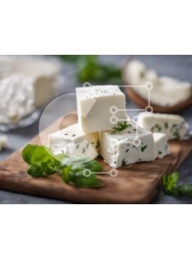 Σετ των 2 Intra Συλλεκτικό Ξύλινο Παζλ Plywood  4mm - Ξύλινη σανίδα κοπής με λευκό τυρί και φρέσκα μυρωδικά Σε Ξύλινο Κουτί - Διαστάσεις: 10x10 cm – 25 κομμάτια