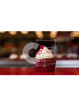 Σετ των 2 Intra Συλλεκτικό Ξύλινο Παζλ Plywood  4mm - Κόκκινο Cupcake με Πασπαλίσματα σε σχήμα καρδιάς Σε Ξύλινο Κουτί - Διαστάσεις: 10x10 cm – 25 κομμάτια