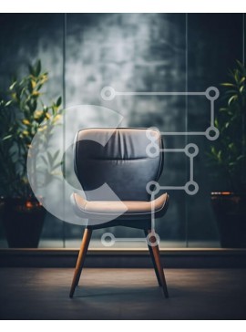 Intra Συλλεκτικό Ξύλινο Παζλ Plywood  4mm - Μαύρη δερμάτινη καρέκλα μπροστά από το παράθυρο με φυτά Σε Ξύλινο Κουτί - Διαστάσεις Puzzle: 10x10 cm – 25 κομμάτια