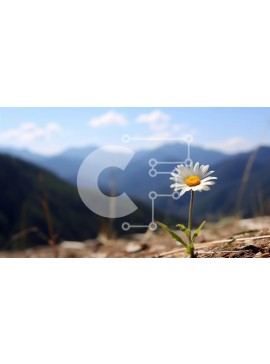 Intra Συλλεκτικό Ξύλινο Παζλ Plywood  4mm - Single White Daisy Against Mountain Backdrop Σε Ξύλινο Κουτί - Διαστάσεις: 10x10 cm – 25 κομμάτια