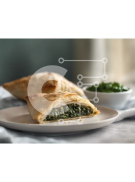 Σετ των 2 Intra Συλλεκτικό Ξύλινο Παζλ Plywood  4mm - Νόστιμα αρτοσκευάσματα με πράσινη σάλτσα σε λευκό πιάτο Σε Ξύλινο Κουτί - Διαστάσεις: 10x10 cm – 25 κομμάτια