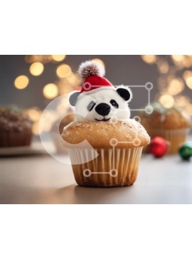 Intra Συλλεκτικό Ξύλινο Παζλ Plywood  4mm - Γεμιστό Panda Bear σε ανάποδο Cupcake Σε Ξύλινο Κουτί - Διαστάσεις Puzzle: 10x10 cm – 25 κομμάτια