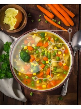 Σετ των 2 Intra Συλλεκτικό Ξύλινο Παζλ Plywood  4mm - Απολαύστε ένα υγιεινό μπολ με σούπα λαχανικών με καρότα, πατάτες και πράσινα φασόλια Σε Ξύλινο Κουτί - Διαστάσεις: 10x10 cm – 25 κομμάτια