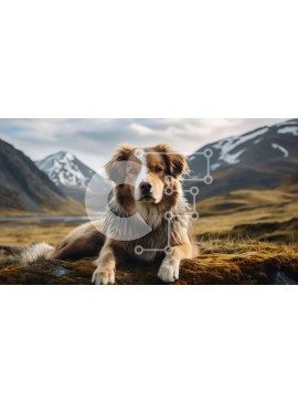 Intra Συλλεκτικό Ξύλινο Παζλ Plywood  4mm - Σκύλος που κάθεται σε βράχο βράχου σε χιονισμένο ορεινό τοπίο Σε Ξύλινο Κουτί - Διαστάσεις: 10x10 cm – 25 κομμάτια