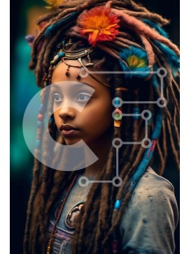 Intra Συλλεκτικό Ξύλινο Παζλ Plywood  4mm - Όμορφο πορτρέτο ενός νεαρού κοριτσιού με dreadlocks και ένα πολύχρωμο headpiece Σε Ξύλινο Κουτί - Διαστάσεις Puzzle: 10x10 cm – 25 κομμάτια