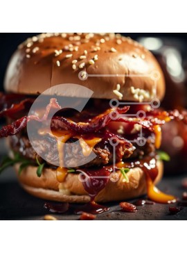 Σετ των 2 Intra Συλλεκτικό Ξύλινο Παζλ Plywood  4mm - Λαχταριστό χάμπουργκερ με μπέικον, τυρί και σάλτσα μπάρμπεκιου Σε Ξύλινο Κουτί - Διαστάσεις: 10x10 cm – 25 κομμάτια