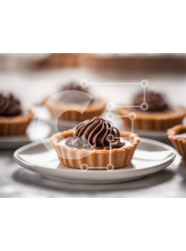 Σετ των 2 Intra Συλλεκτικό Ξύλινο Παζλ Plywood  4mm - Ομάδα τάρτες με σοκολάτα σε λευκά πιάτα Σε Ξύλινο Κουτί - Διαστάσεις: 10x10 cm – 25 κομμάτια