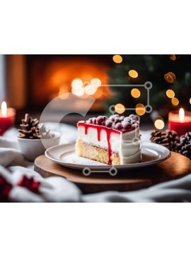 Σετ των 2 Intra Συλλεκτικό Ξύλινο Παζλ Plywood  4mm - Φέτα κέικ με σάλτσα κράνμπερι και γλάσο Σε Ξύλινο Κουτί - Διαστάσεις: 10x10 cm – 25 κομμάτια