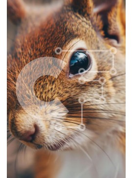 Σετ των 2 Intra Συλλεκτικό Ξύλινο Παζλ Plywood  4mm - Κοντινό πλάνο ενός περίεργου καφέ σκίουρου που κοιτάζει επίμονα στο διάστημα Σε Ξύλινο Κουτί - Διαστάσεις: 10x10 cm – 25 κομμάτια