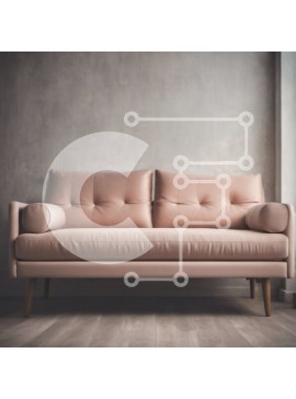 Intra Συλλεκτικό Ξύλινο Παζλ Plywood  4mm - Ροζ δερμάτινος καναπές σε γκρι δωμάτιο με ξύλινο πάτωμα Σε Ξύλινο Κουτί - Διαστάσεις Puzzle: 10x10 cm – 25 κομμάτια