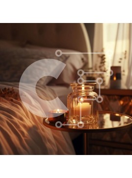 Intra Συλλεκτικό Ξύλινο Παζλ Plywood  4mm - Χαλαρωτική εικόνα ενός υπνοδωματίου με κερί και λευκό κρεβάτι Σε Ξύλινο Κουτί - Διαστάσεις Puzzle: 10x10 cm – 25 κομμάτια