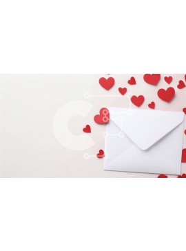 Intra Συλλεκτικό Ξύλινο Παζλ Plywood  4mm - Λευκός φάκελος με κόκκινες καρδιές που πέφτουν για την ημέρα του Αγίου Βαλεντίνου ή τις ευχετήριες κάρτες Σε Ξύλινο Κουτί - Διαστάσεις Puzzle: 10x10 cm – 25 κομμάτια