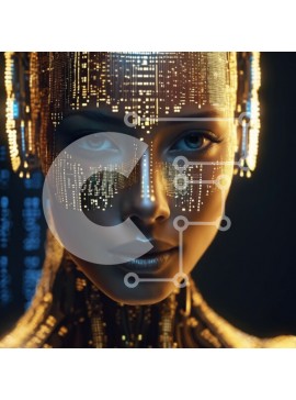 Intra Συλλεκτικό Ξύλινο Παζλ Plywood  4mm - Φουτουριστική γυναίκα με τεχνητό πρόσωπο και λαμπερά μάτια Σε Ξύλινο Κουτί - Διαστάσεις Puzzle: 10x10 cm – 25 κομμάτια