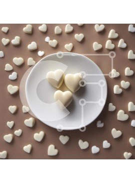 Σετ των 2 Intra Συλλεκτικό Ξύλινο Παζλ Plywood  4mm - Λευκές σοκολάτες σε σχήμα καρδιάς σε ένα πιάτο Σε Ξύλινο Κουτί - Διαστάσεις: 10x10 cm – 25 κομμάτια