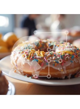 Σετ των 2 Intra Συλλεκτικό Ξύλινο Παζλ Plywood  4mm - Νόστιμο γλασέ ντόνατ με πασπαλίσματα σε ένα πιάτο Σε Ξύλινο Κουτί - Διαστάσεις: 10x10 cm – 25 κομμάτια