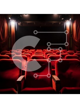 Intra Συλλεκτικό Ξύλινο Παζλ Plywood  4mm - Άδειο αμφιθέατρο με κόκκινες καρέκλες και προβολέα Σε Ξύλινο Κουτί - Διαστάσεις Puzzle: 10x10 cm – 25 κομμάτια