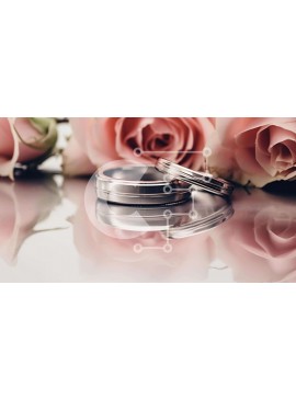 Σετ των 2 Intra Συλλεκτικό Ξύλινο Παζλ Plywood  4mm - Ρομαντικές βέρες και ροζ τριαντάφυλλα Σε Ξύλινο Κουτί - Διαστάσεις: 10x10 cm – 25 κομμάτια