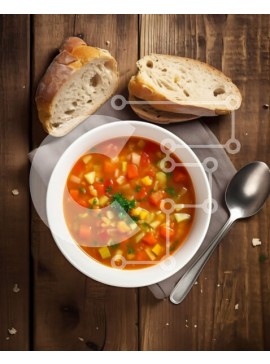 Σετ των 2 Intra Συλλεκτικό Ξύλινο Παζλ Plywood  4mm - Υγιεινή και νόστιμη σούπα λαχανικών με ψωμί Σε Ξύλινο Κουτί - Διαστάσεις: 10x10 cm – 25 κομμάτια