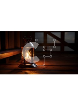 Intra Συλλεκτικό Ξύλινο Παζλ Plywood  4mm - Vintage φανάρι με το φως των κεριών στο σκοτάδι Σε Ξύλινο Κουτί - Διαστάσεις Puzzle: 10x10 cm – 25 κομμάτια